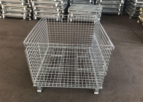 Gegalvaniseerde Opslagdoos 6.4mm de Kooi van de Metaalpallet met Voeten/Vouwbaar Draadkader