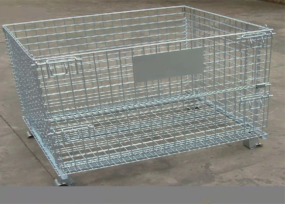 Zilveren Witte 6,4 Mm de Vouwbare van Draadmesh cage electrostatic spraying turnover Logistiek Uitdrukkelijke