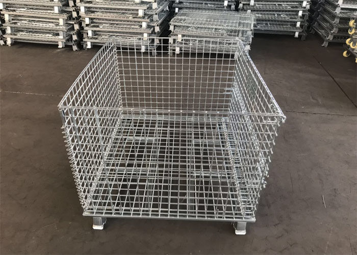 Gegalvaniseerde Opslagdoos 6.4mm de Kooi van de Metaalpallet met Voeten/Vouwbaar Draadkader